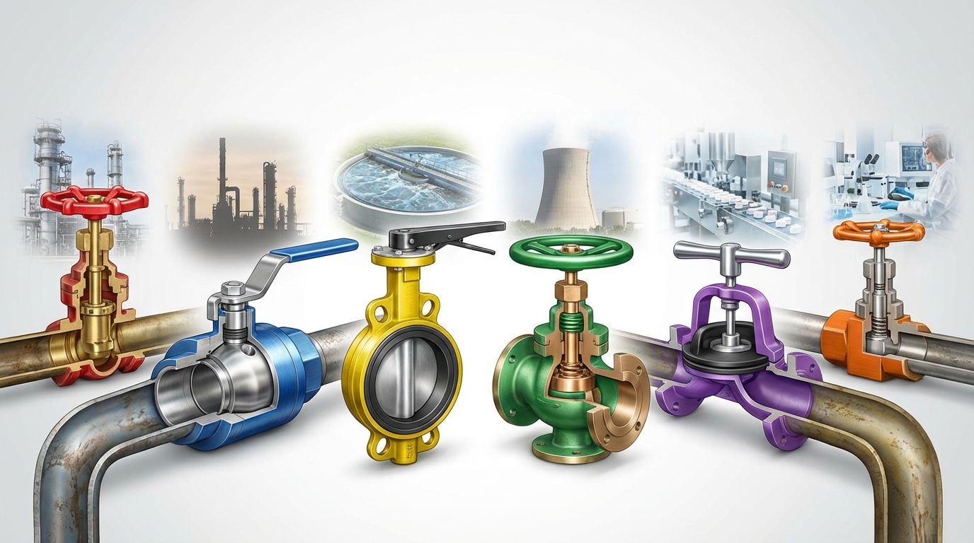 découvrez les différents types de vannes utilisées dans l'industrie et leurs applications spécifiques pour optimiser les systèmes de contrôle des fluides.